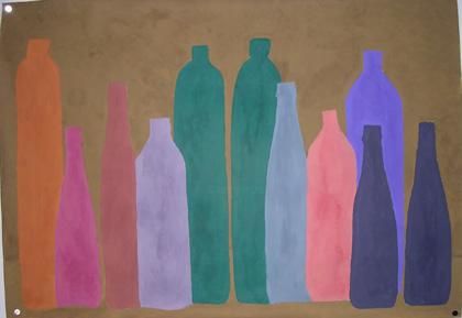 Peinture intitulée "bottle painting 5" par Paul Stapleton, Œuvre d'art originale, Huile