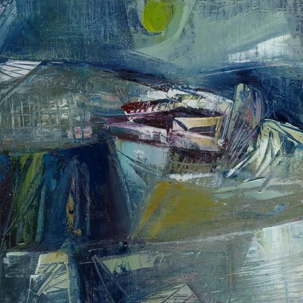 Painting titled "пейзаж с наводнением" by Tensil, Original Artwork, Oil