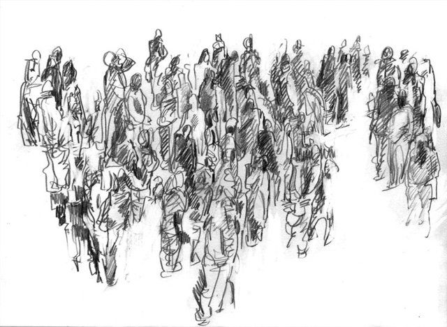 Рисунок под названием "Толпа" - Tensil, Подлинное произведение искусства, Другой