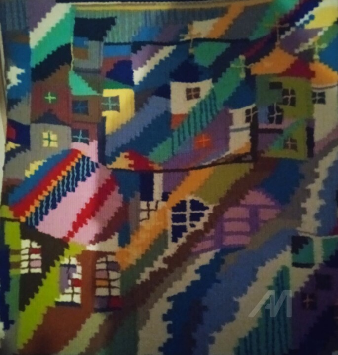 Textile Art titled "Гобелен "Летний дож…" by Tatiana Oparina-Mirolubova, Original Artwork, Tapestry Mounted on Wood Panel