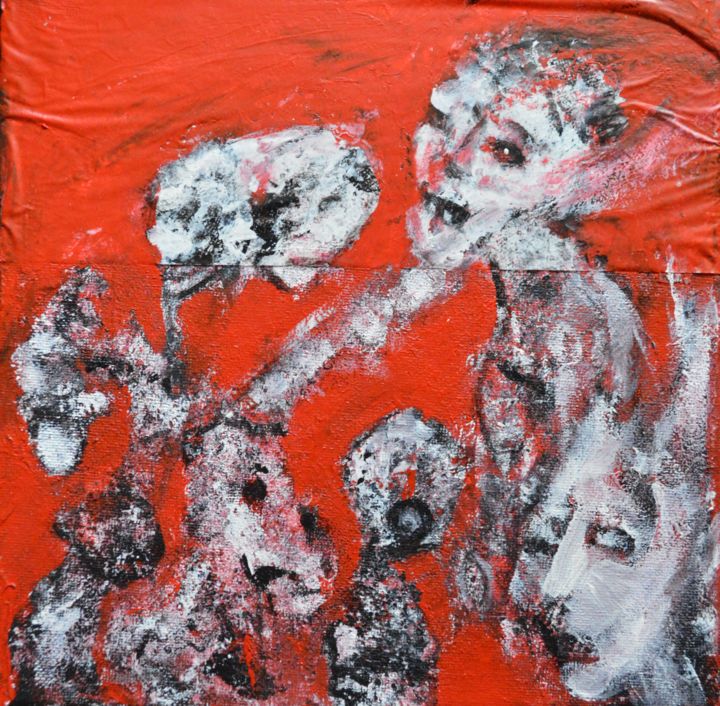 Malerei mit dem Titel "Hell on Eart" von Teodora Stojanovic, Original-Kunstwerk, Acryl