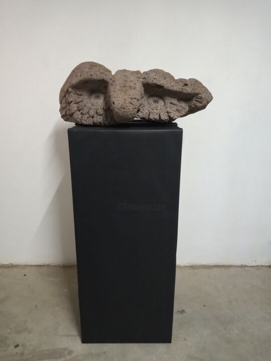 Sculpture titled "Un búho" by Teófilo Reyes, Original Artwork, Stone