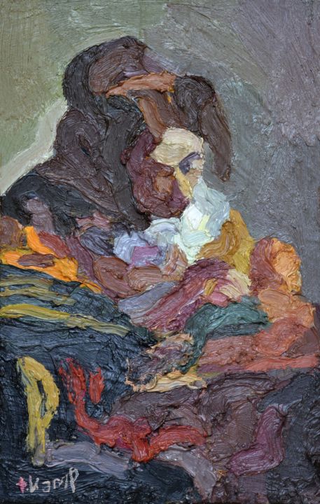 Ζωγραφική με τίτλο "The Lacemaker" από Theo Kamp, Αυθεντικά έργα τέχνης, Λάδι