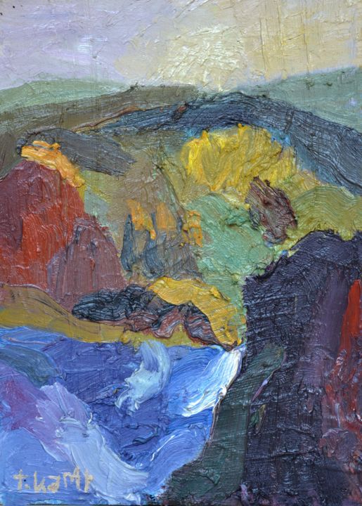 Peinture intitulée "landscape" par Theo Kamp, Œuvre d'art originale, Huile