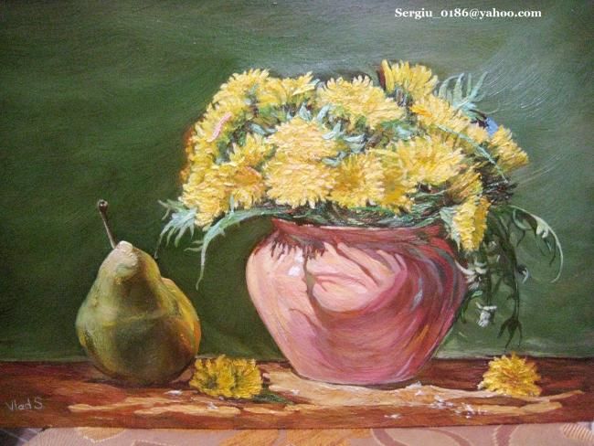Painting titled "dandelions" by Tepes, Original Artwork, Oil