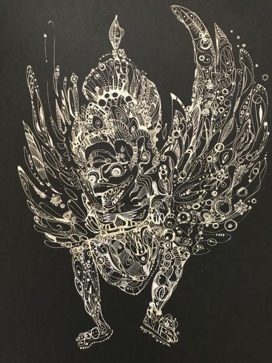 Dessin intitulée "Garuda" par Maria Teplukhina, Œuvre d'art originale, Encre