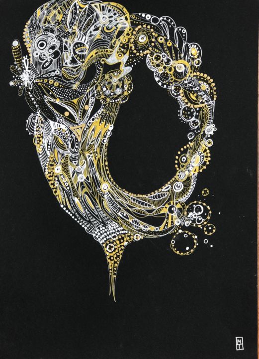 Tekening getiteld "Rooster" door Maria Teplukhina, Origineel Kunstwerk, Inkt