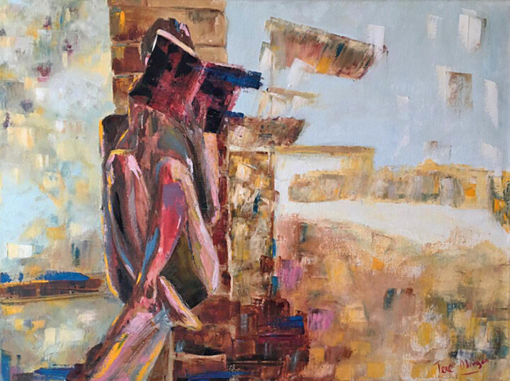Картина под названием "El placer de la lec…" - Tere Obregon, Подлинное произведение искусства, Масло