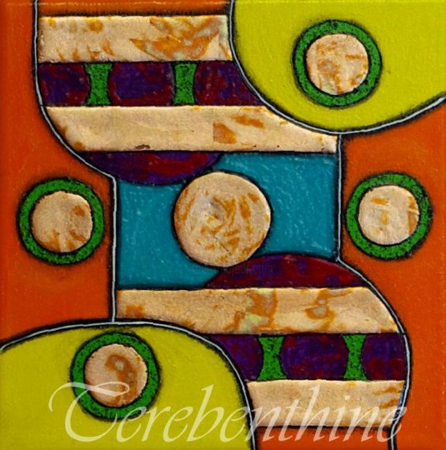 Painting titled "Grille orange 2" by Térébenthine, Original Artwork, Oil