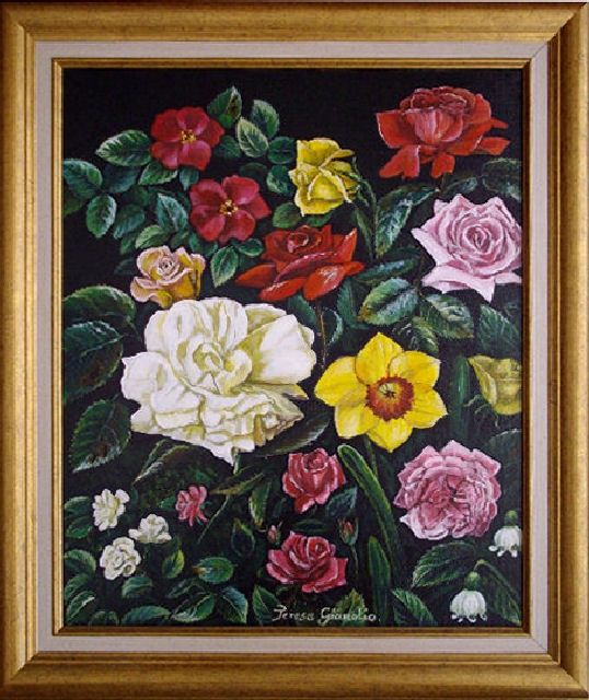 Peinture intitulée "Composition florale" par Térégia, Œuvre d'art originale