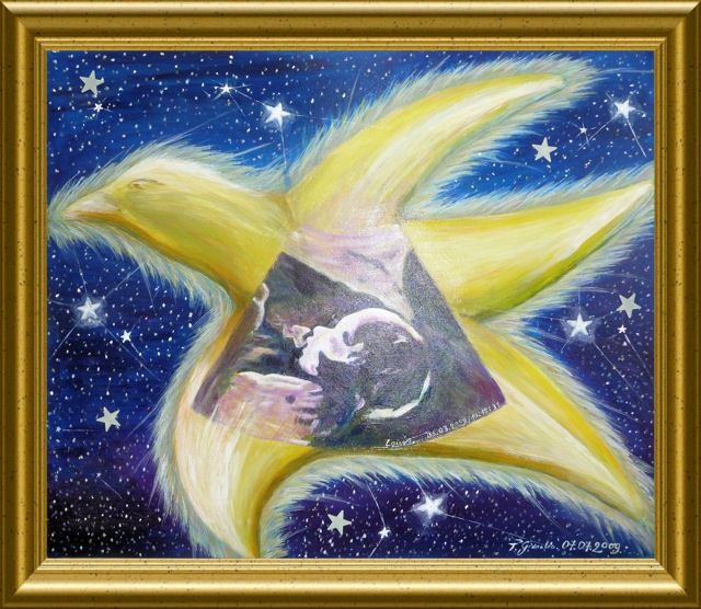 Peinture intitulée "Voeu d'étoile filan…" par Térégia, Œuvre d'art originale