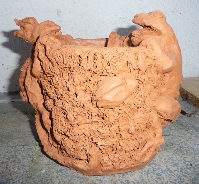 Sculpture intitulée "Pot à crayons" par Térégia, Œuvre d'art originale
