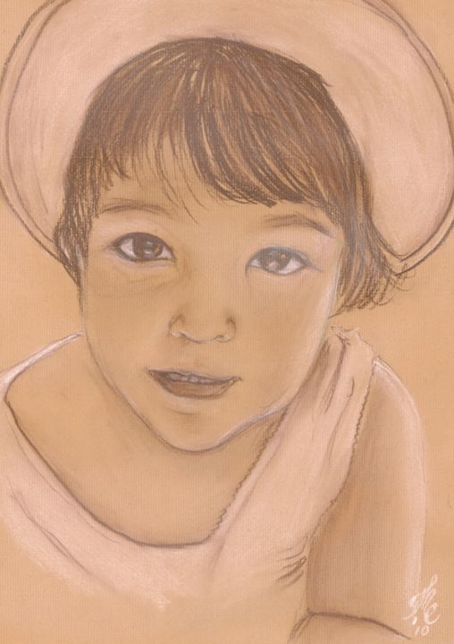 Disegno intitolato "Nena" da Tere Ramirez, Opera d'arte originale, Matite colorate