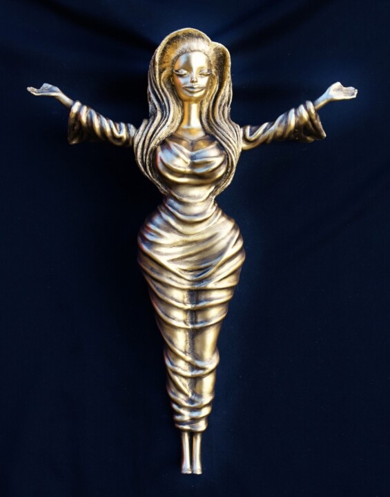 Skulptur mit dem Titel "Bronze Shesus" von Teresa Castaneda, Original-Kunstwerk, Gips