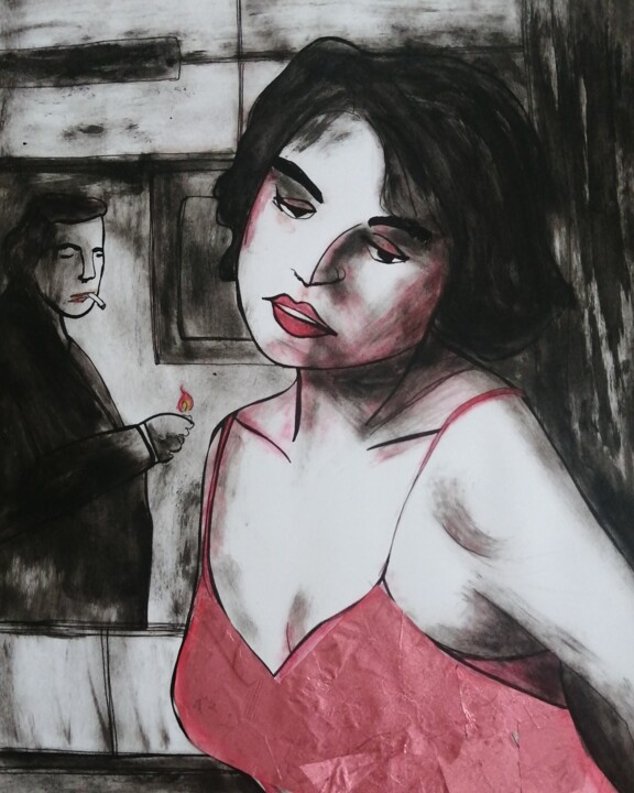 Painting titled "Mon cheri" by Teresa Lopes, Original Artwork, Acrylic