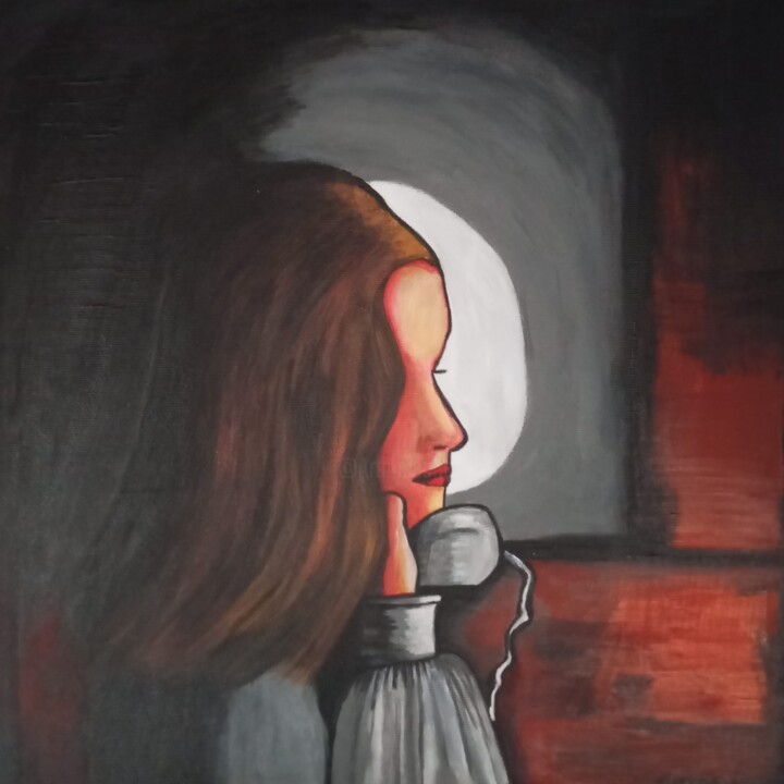 Painting titled "The call" by Teresa Lopes, Original Artwork, Acrylic