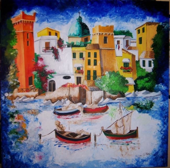 Painting titled "paesaggio" by Teresa Grotteria, Original Artwork