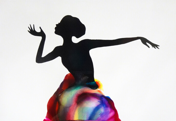 Peinture intitulée "Bailarina 5" par Teresa Martins, Œuvre d'art originale, Peinture vitrail