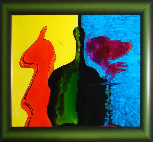 Pintura intitulada "Copo de vinho" por Teresa Martins, Obras de arte originais