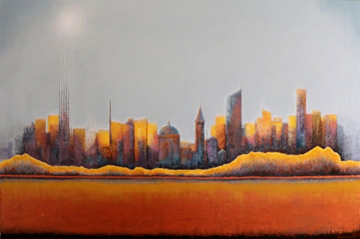 绘画 标题为“Cidade” 由Teresa Maya, 原创艺术品, 丙烯 安装在木板上