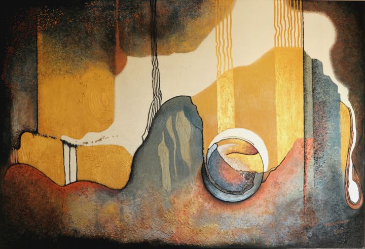 Картина под названием "Génese" - Teresa Maya, Подлинное произведение искусства, Акрил Установлен на Деревянная панель