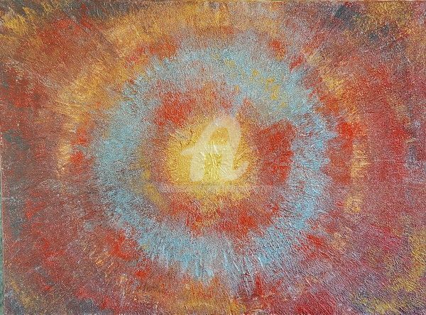 Painting titled "GOLD UNIVERSE" by Teresa Wegrzyn, Original Artwork, Acrylic