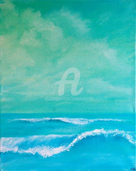 Painting titled "THE OCEAN" by Teresa Wegrzyn, Original Artwork