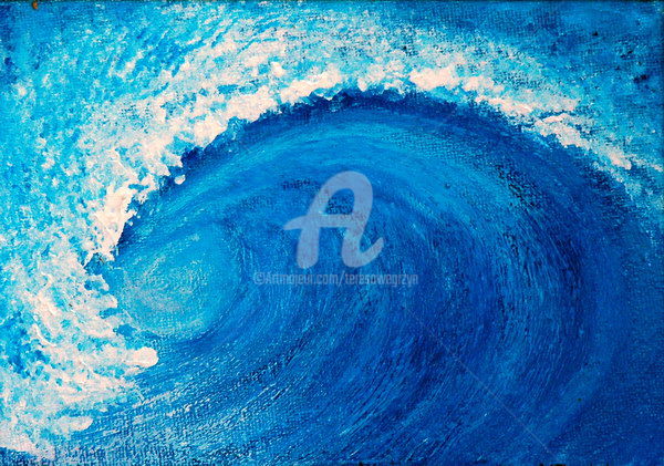 Картина под названием "BLUE SURF" - Teresa Wegrzyn, Подлинное произведение искусства, Масло