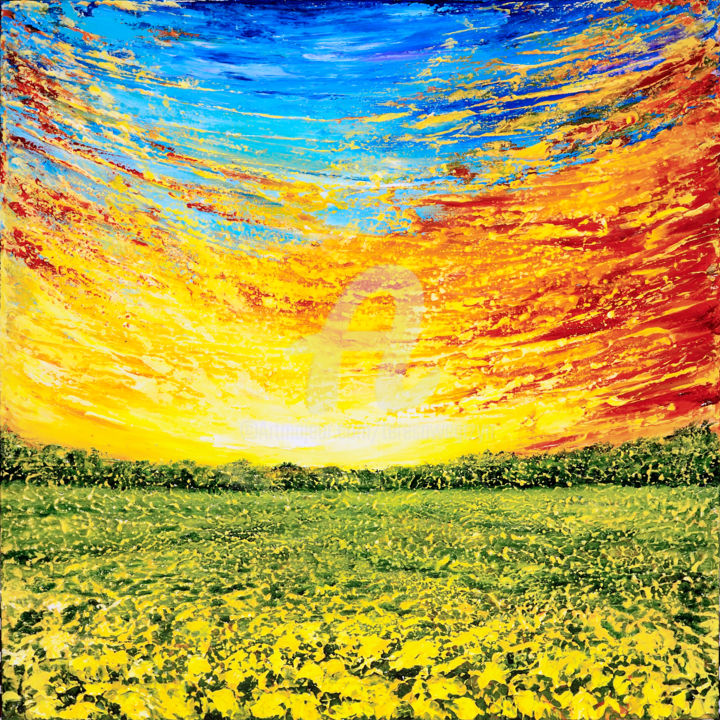 Painting titled "SUMMER GLOW" by Teresa Wegrzyn, Original Artwork, Acrylic
