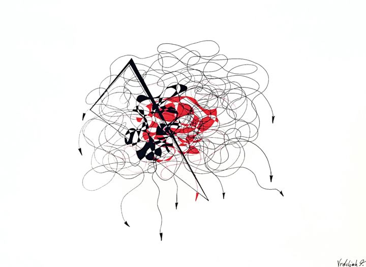 Dessin intitulée ""hurt by the maker"" par Tereza Vrdoljak, Œuvre d'art originale, Marqueur