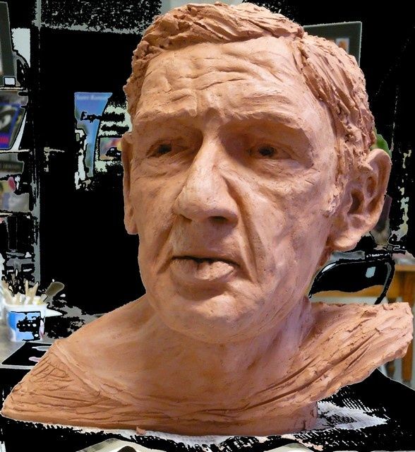 Sculpture titled "Jean Pierre" by Christine Leroy, Original Artwork, Terra cotta