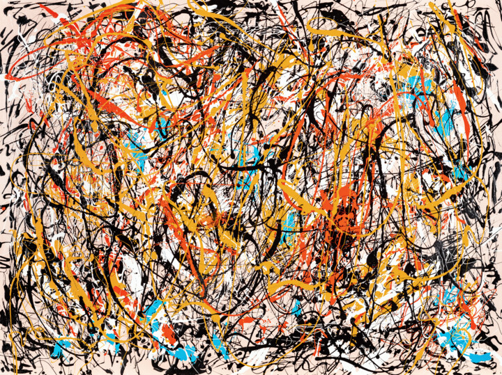 Ζωγραφική με τίτλο "Study In Chaos #1" από Terrance Longtin, Αυθεντικά έργα τέχνης, Ακρυλικό Τοποθετήθηκε στο Ξύλινο φορείο…