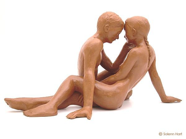Sculpture intitulée "couple tendre" par Solenn Hart, Œuvre d'art originale