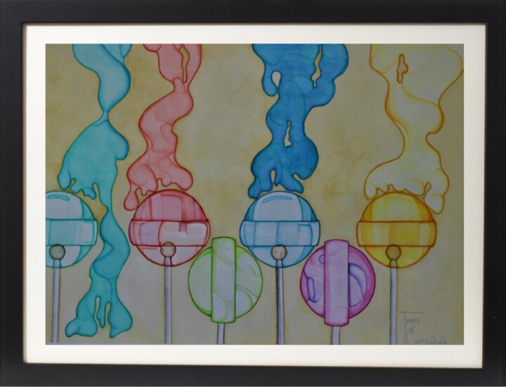 Painting titled "CANDY LAND" by Terry Cornelius, Original Artwork, Watercolor