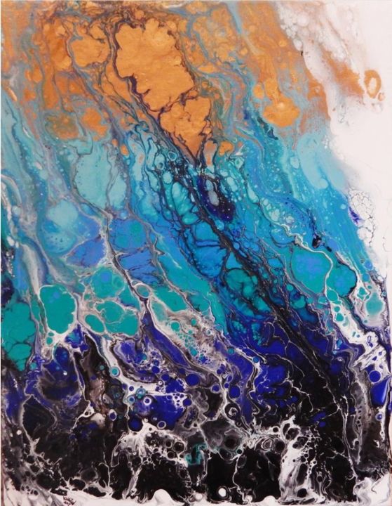 Painting titled "Flowing Gold" by Terrance Longtin, Original Art, Acrylic