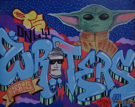 Painting titled "SPACE WRITERS" by Ters Graffiti - Street Art, Original Artwork, Acrylic
