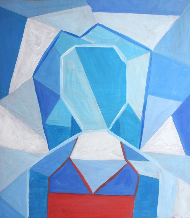 Painting titled "Blue rectangulaire…" by Victoria Teslimovka, Original Artwork, Oil