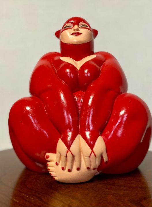 Sculpture titled "LADY CAT" by Tetiana Albitska-Kostomarova, Original Art, Stone