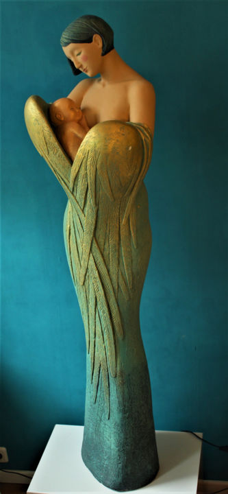 Sculpture titled "Sirin's dream" by Tetiana Albitska-Kostomarova, Original Art, Stone