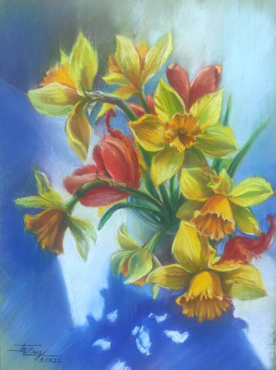 Painting titled "Sunny bunch" by Tetiana Blyzenko, Original Artwork, Pastel