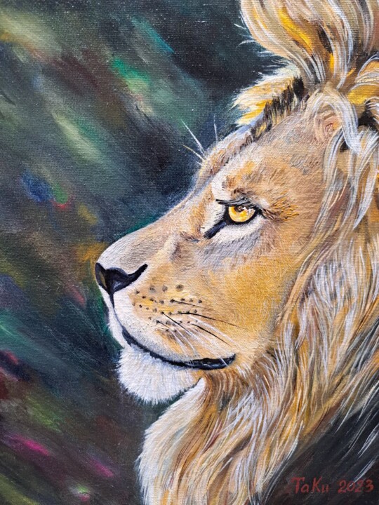Peinture intitulée ""The Lion"" par Tetiana Kiiashko, Œuvre d'art originale, Huile