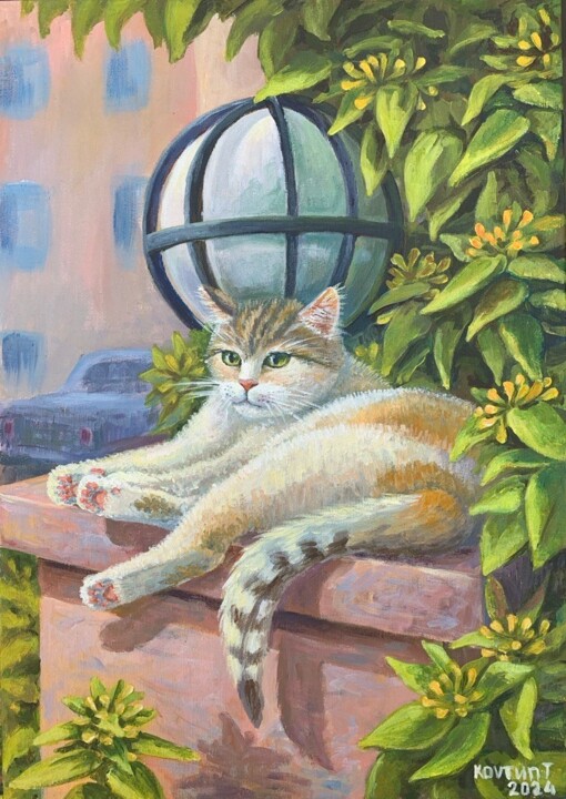 Painting titled "Relaxation" by Tetiana Kovtun, Original Artwork, Acrylic Mounted on Wood Stretcher frame
