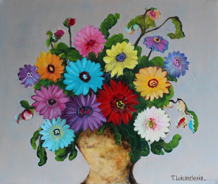 Painting titled "Daisies" by Tetiana Lukianchenko, Original Artwork, Acrylic