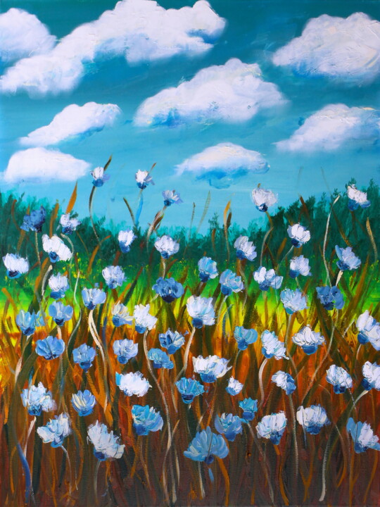 Картина под названием "Vibrant Summer Mead…" - Tetiana Surshko (SurshkoArt), Подлинное произведение искусства, Масло