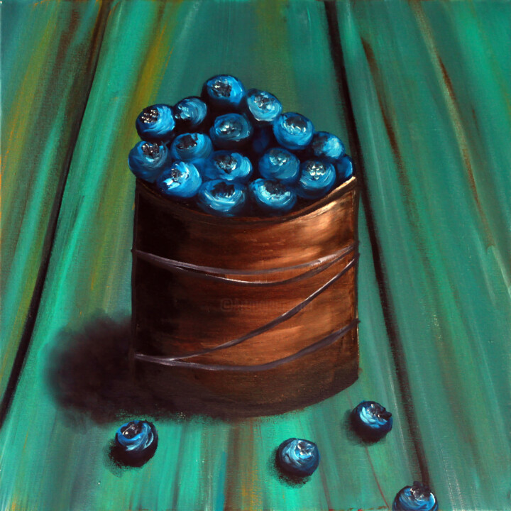 Printmaking titled "Blueberry Painting" by Tetiana Surshko (SurshkoArt), Original Artwork, Digital Print
