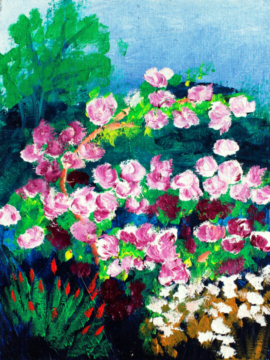 Gravures & estampes intitulée "White Rose Art Pain…" par Tetiana Surshko (SurshkoArt), Œuvre d'art originale, Impression num…