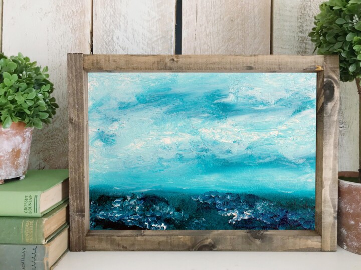 Navy Abstract Art Painting, Painting by Tetiana Surshko (SurshkoArt