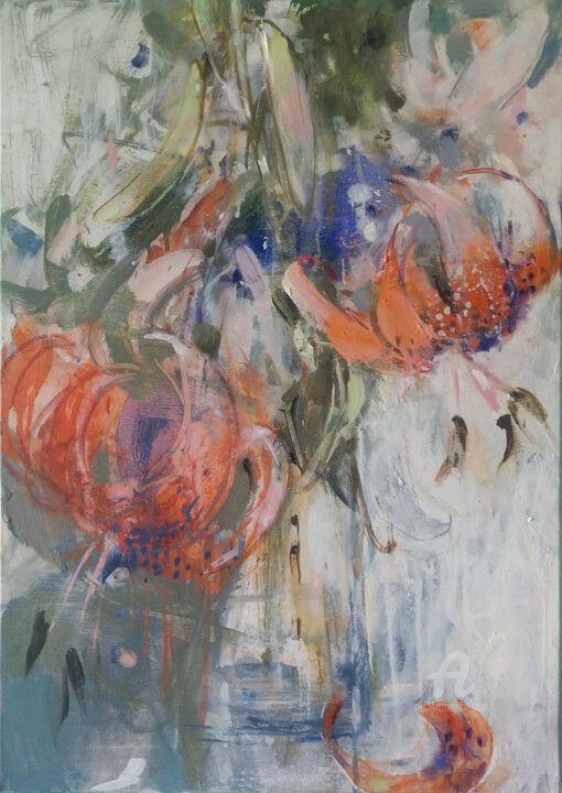 Картина под названием "Lilies" - Tetiana Tarasenko, Подлинное произведение искусства, Масло