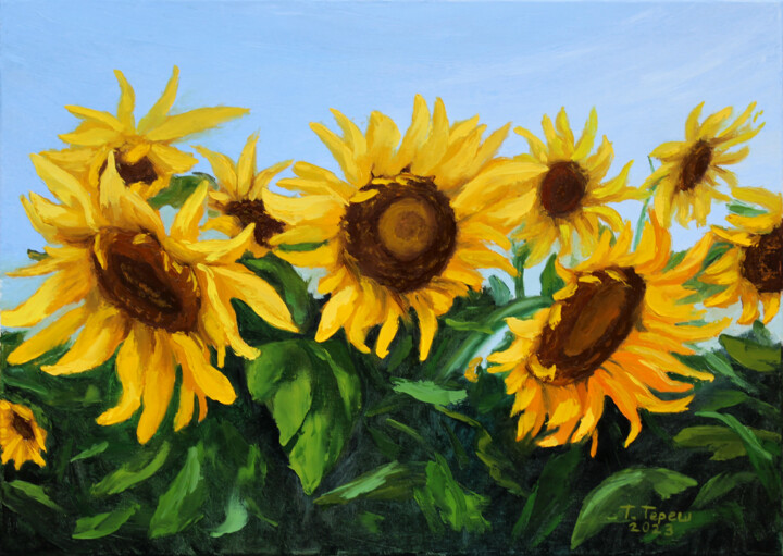 Pintura titulada ""Sunflowers"" por Tetiana Teresh, Obra de arte original, Oleo
