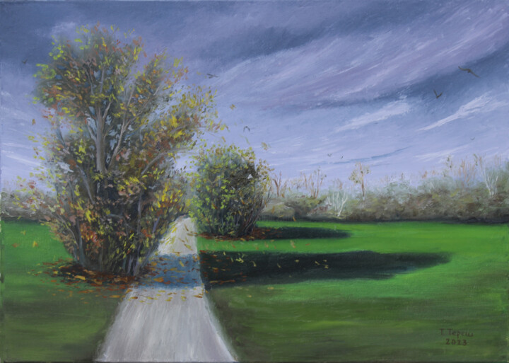Painting titled ""The road to the ho…" by Tetiana Teresh, Original Artwork, Oil
